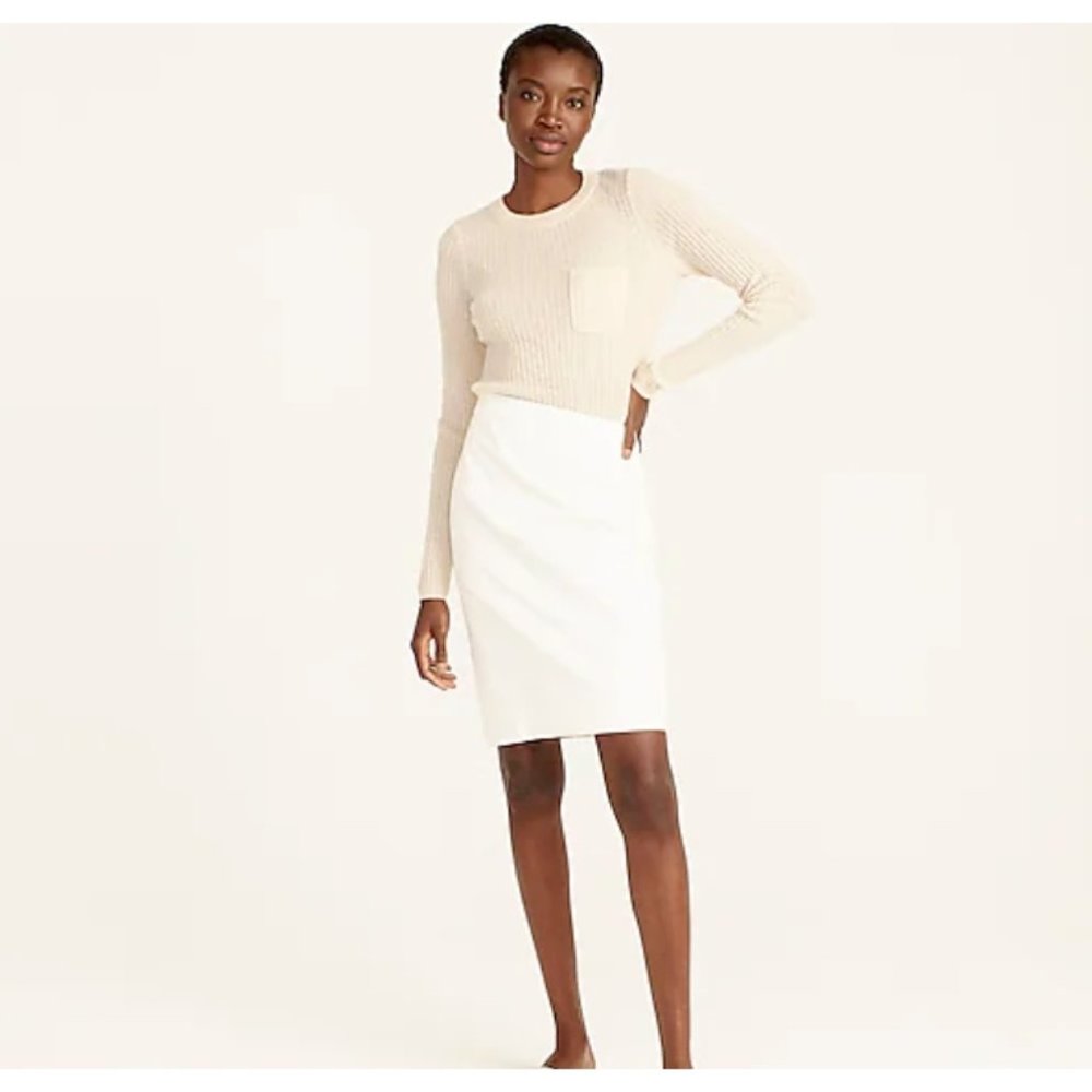 J Crew $80 Ivory Petite No. 2 Pencil Skirt in Bi-Stretch Cotton Size P10 G2178